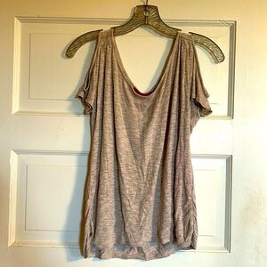 Julie’s closet cold shoulder shirt, size Medium, pink/gray heathered